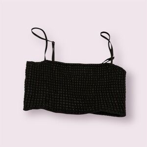 Bobbles & Lace Faux Leather Black Crop Top